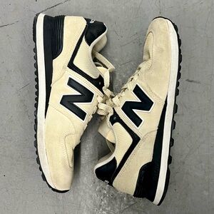 Cream and Black New Balance Sneakers